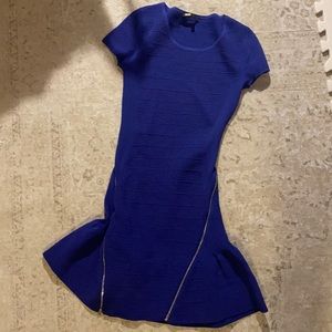 SANDRO bright blue dress with zipper detail